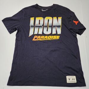 Under Armour Project Rock Iron Paradise Shirt Men’s L EUC Gym Active Weight Lift